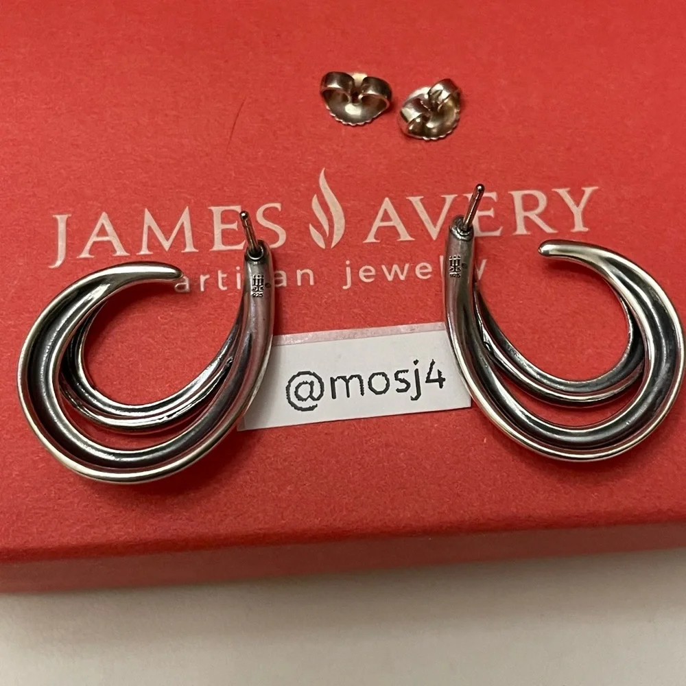 Retired HTF James Avery Open Swirl Earrings - Picture 3 of 5